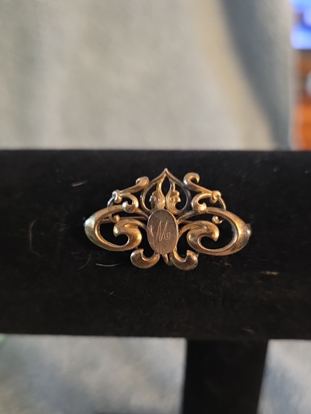antique Art Nouveau gold-filled watch pin from the late 19th-early 20th centu